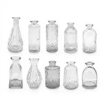 Relaxdays Vasen 10er Set, strukturiert, Vintage-Design, Glas, H: 10&ndash;14,7 cm, kleine