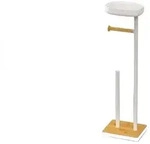 Relaxdays Toilettenpapierhalter freistehend, mit Fach, HBT: 68x20,5x16cm,