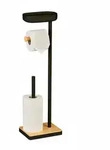 Relaxdays Toilettenpapierhalter freistehend, mit Fach, HBT: 68x20,5x16cm,