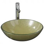 vidaXL Badezimmer Waschbecken mit Wasserhahn und Ablaufgarnitur Gold