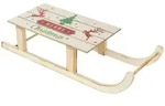 ECD Germany LED Deko Schlitten aus Holz mit 60 warmwei&szlig;en LEDs, 60x21x13,5 cm,