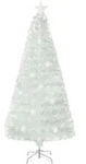 COSTWAY LED-Weihnachtsbaum wei&szlig; 180cm, Glasfaser & Stern, f&uuml;r Zuhause, B&uuml;ro,
