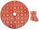 vidaXL Luxus-Weihnachtsbaumdecke mit Socke Rot 90 cm Stoff