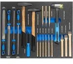 Baumarktplus Profi Werkstattwagen Einlage blau Hammer, Feilen, Mei&szlig;el, K&ouml;rner und