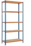 PROREGAL Schwerlastregal Muli | HxBxT 180x80x30cm| Fachlast 150kg | Blau-Orange 