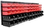 Baumarktplus 2er Set Stapelboxen mit Wandregal rot 32 tlg, Kleinteilemagazin
