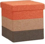 Relaxdays Polster Hocker mit Stauraum, gestreifter Sitzhocker, faltbarer