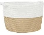 vidaXL W&auml;schekorb Beige und Wei&szlig; &Oslash;60x36 cm Baumwolle