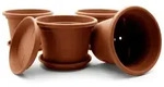 BigDean 4 St&uuml;ck Blumentopf mit Untersetzer rund &oslash; 40 cm Terracotta &ndash;...