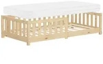 ML-Design Kinderbett 80x160 Natur mit Matratze, Bodenbett aus Kiefernholz mit