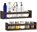 Wandregal 2-tlg. Set Alma Dunkelbraun Holz H&auml;ngeregal Schweberegal 42x10x9 cm