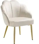 tectake Cocktailsessel Hellen, gepolstert mit Samtbezug Creme/Gold