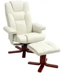 HOMCOM - Relaxsessel mit Hocker - 84B x 84T x 104H cm - wei&szlig;