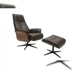KAWOLA Relaxsessel FERREIRA Drehsessel Lederfaserstoff anthrazit mit Hocker