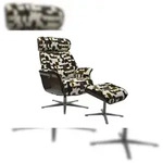 KAWOLA Sessel TOSAR Relaxsessel drehbar Stoff Retro-Design braun mit Hocker