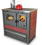 K&uuml;chenofen Holzherd PANONIA Kacheln bordeaux, linke Version - 8,5 kW