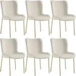 tectake Polsterstuhl Tessa - 6er Set Samtoptik beige/gold