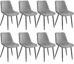 tectake Set Stuhl Monroe Samtoptik - 8er Set grau