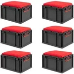 PROREGAL SparSet 6x Eurobox NextGen Seat Box Rot, HxBxT 26,5x30x40cm, 20 Liter,