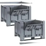BRB 2x Palettenbox mit Kommissionierklappe und 2 Kufen, LxBxH 1200x800x850 mm
