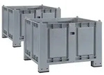 BRB 2x Palettenbox, 4 F&uuml;&szlig;en, LxBxH 1200x800x850 mm, geschlossen, Trgkr 500...