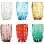Zafferano Perle Gl&auml;ser Set 2 - 6er-Set, bunte mundgeblasene Gl&auml;ser, 32 cl,