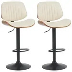 CLP 2er Set Barhocker Clawson Kunstleder walnuss/creme/schwarz