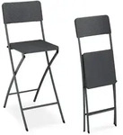 Relaxdays Barhocker klappbar, 2er Set, Rattan-Optik, R&uuml;ckenlehne, HBT: 115 x...