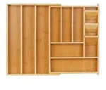 Relaxdays Besteckkasten, ausziehbar, 8&ndash;11 F&auml;cher, HxBxT: 5,5 x 32&ndash;54 x 42 cm,