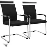 CLP 2er Set Freischwinger Hakon Lederoptik Metall HBT: 90x55x62 cm schwarz