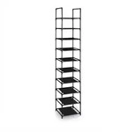 Relaxdays Schuhregal, 10 Ebenen, HBT: 175x33x33 cm, Metall Schuhablage, Stoff Ablage,