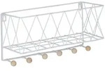 Relaxdays Wandregal mit Hakenleiste, Metall & Holz, Gitter-Design,...