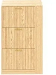 STILVORA Schuhschrank MDF Natur 70x23,5x115 cm, 3 T&uuml;ren, offene Seitenf&auml;cher