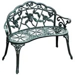 MODFU Gartenbank 2-Sitzer aus Gussaluminium und Gusseisen in Antik-Gr&uuml;n,...