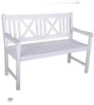 DELUKE Gartenbank NICE 2-Sitzer - 120cm Breit, Eukalyptus, Wei&szlig; | Terrassenbank