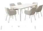 KAWOLA Gartenm&ouml;bel Set AMUR 7-tlg. Aluminium cremefarben