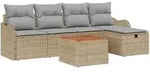 vidaXL Gartensofa-set mit Kissen mit Speicher 6 pcs Beige Poly Rattan