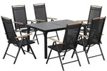 OKWISH Klappbares Gartenm&ouml;bel-Set aus Aluminium in Schwarz, 140x90x74 cm, 1...