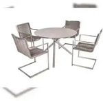 DELUKE Garten-Sitzgruppe HAKON 5-tlg. Edelstahl Kunststoff Braun |...