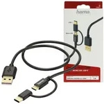 Hama 2in1-Micro-USB-Kabel mit USB-C-Adapter 1m Schwarz