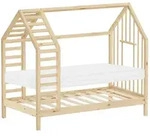 ML-Design Kinderbett 80x160 cm Natur mit Matratze & Lattenrost, Hausbett mit Dach,