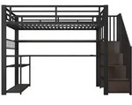 STILVORA Hochbett aus Metall und MDF, Schwarz, 90x200 cm, gewerblich geeignet,...