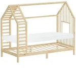 ML-Design Kinderbett 90x200 cm Natur mit Matratze & Lattenrost, Hausbett mit Dach,