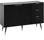 KADIMA DESIGN Sideboard 120x80x40 cm Anrichte Schwarz mit Eiche-Dekor, Kommode...