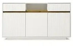 MODFU Sideboard Holz Wei&szlig; 140x40x85 cm mit LED, 2 Schubladen, 3 T&uuml;ren und
