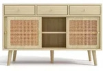 OKWISH Sideboard aus MDF in Eiche, 120 x 40 x 78 cm, mit 3 Schubladen, 3 T&uuml;ren...