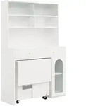 OKWISH K&uuml;chenschrank Set MDF Wei&szlig;, 120x45x180 cm Hochschrank mit klappbarem