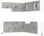vidaXL 11-tlg. K&uuml;chenschrank-Set Kalmar Betongrau Holzwerkstoff