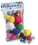 Folia 50309 Pompons - &Oslash; 1-5 cm, farbig sortiert, 30 St&uuml;ck