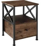 tectake Nachttisch Falkirk 40x41,5x55,5cm Industrial Holz Dunkel, Rustikal